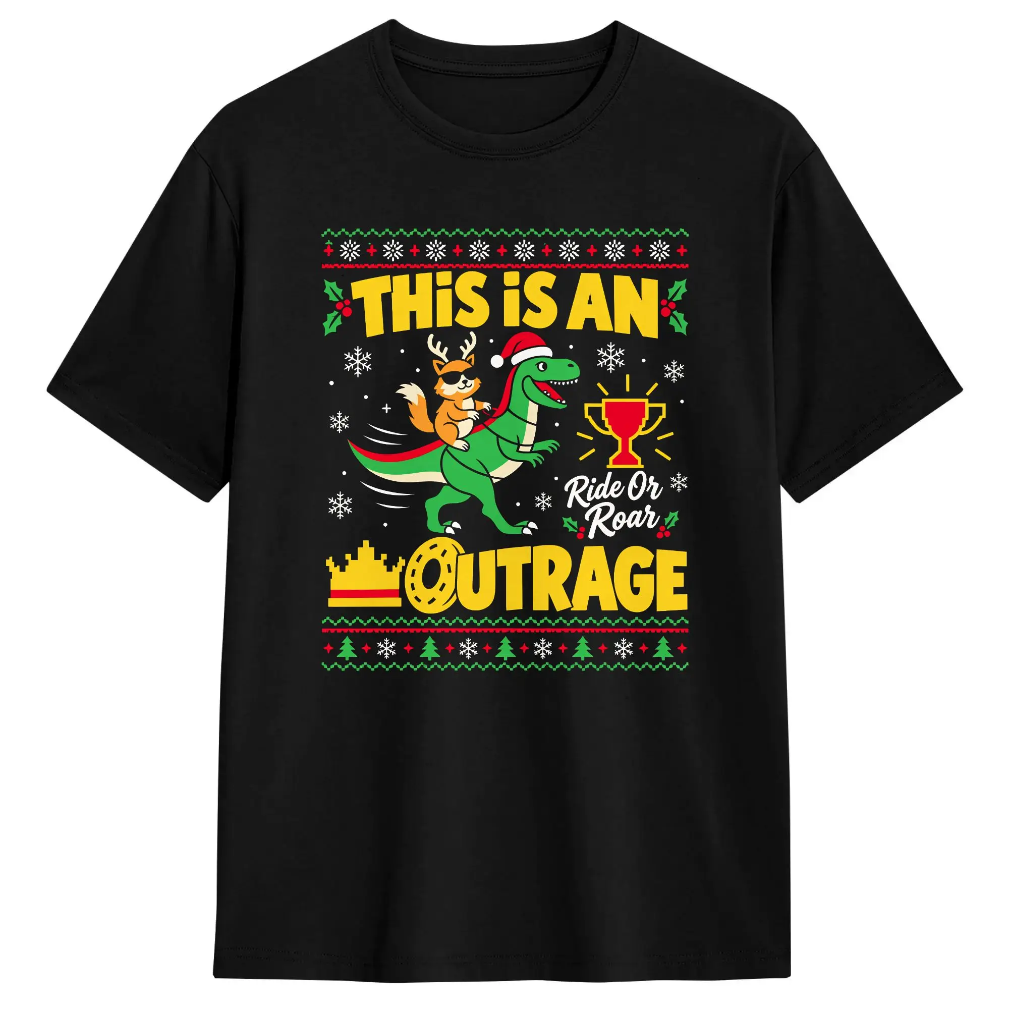 Men's Dungeon Crawler Carl This Is An Outrage Ride Or Roar Ugly Christmas T Shirts  Pure Cotton Clothes Short Sleeve Tee Shirt