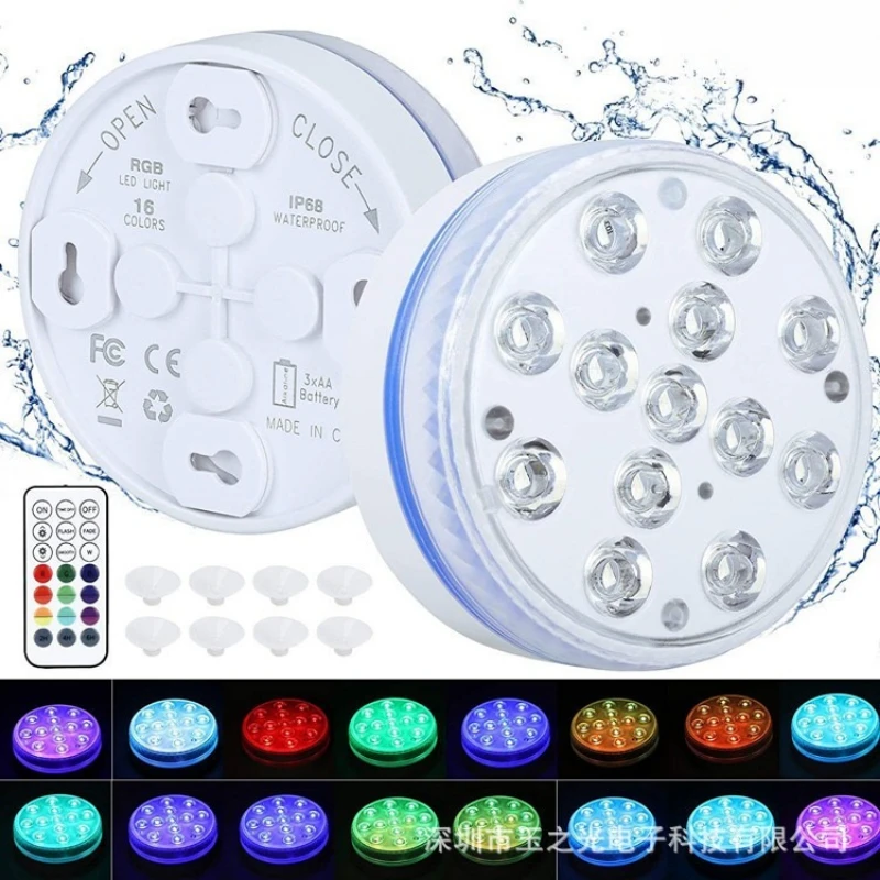 

Compact Diving Light Dia7/8.5cm Pool Decorative Lights Multi Color Light with Remote Control Sucker/Magnet 13LED IP65 Waterproof
