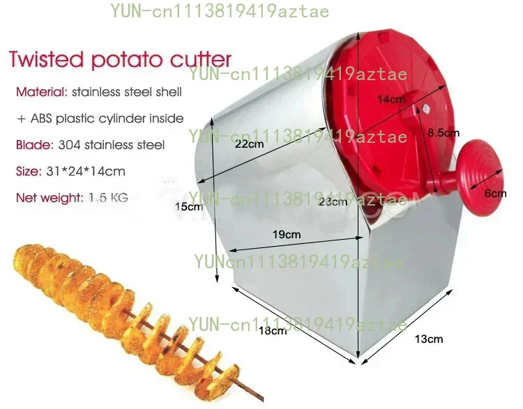 Household Stainless Steel Potato Tower Machine 3-in-1 Semi-automatic Spring Tornado Potato Spinning Cutting Machine Commercial