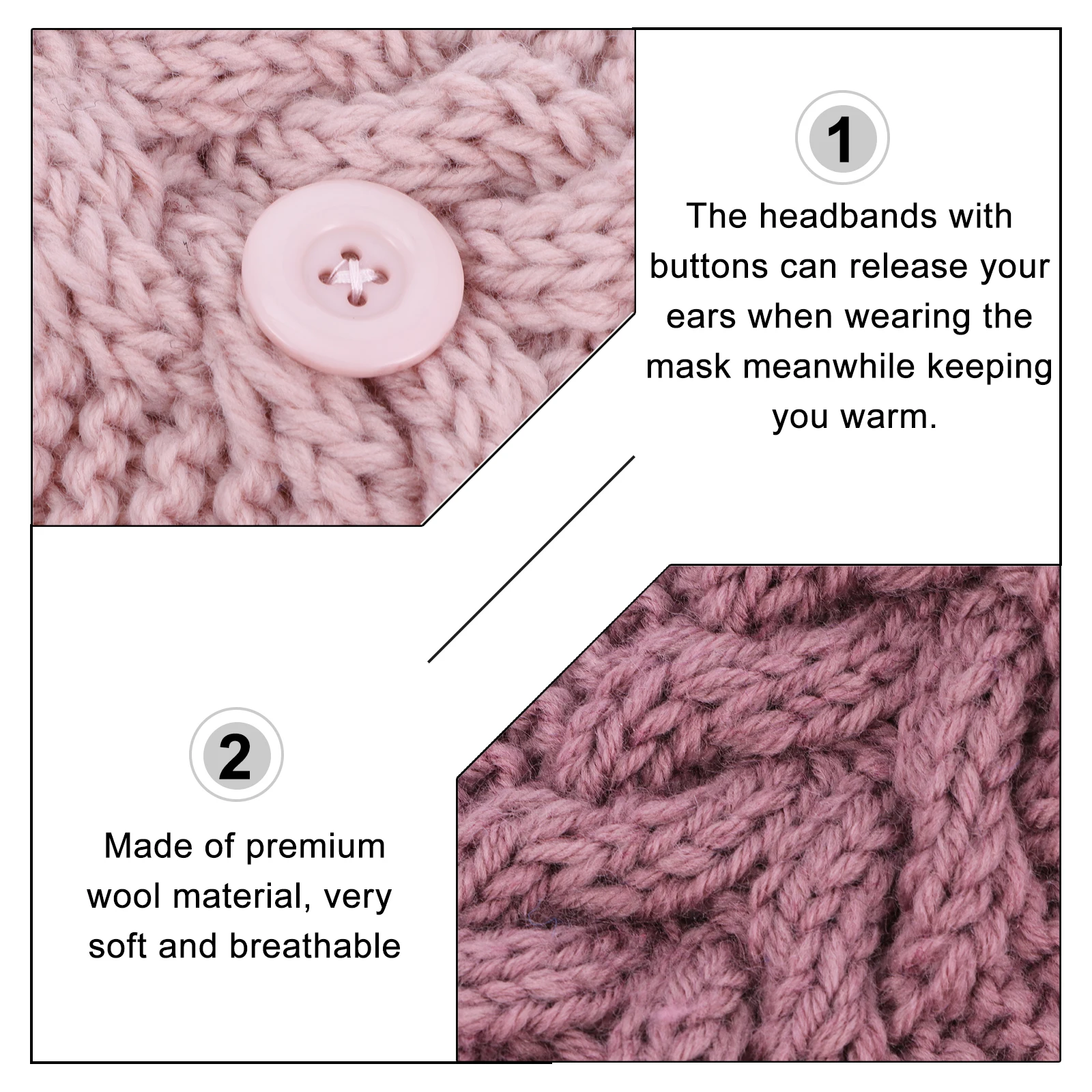 

4 Pcs Wool Mask Ear Button Headband Headband For Mask Hair Band For Women Protection Women Warm Winter Hair Band