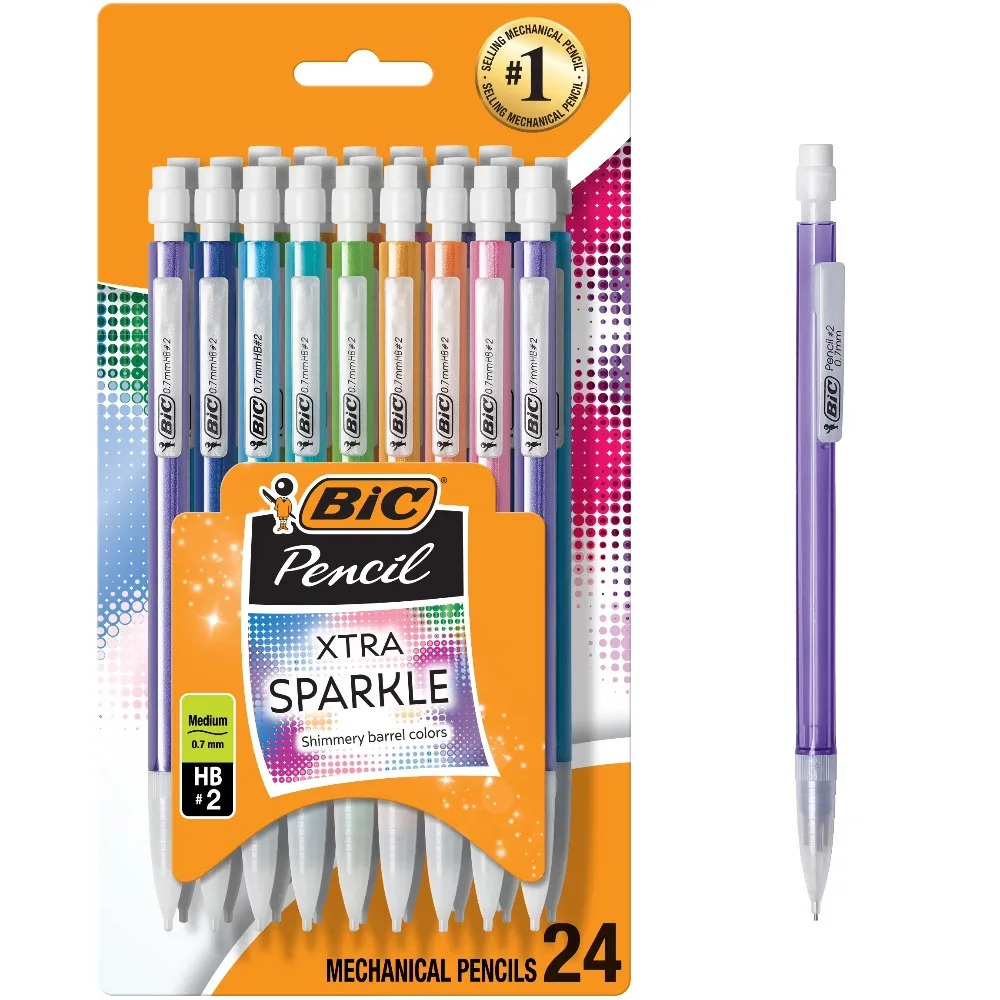 0.7mm Mechanical Pencils 24-Pack No.2 Lead for School Office Drawing Writing Supplies Bulk Set Assorted Barrel Colors view 2