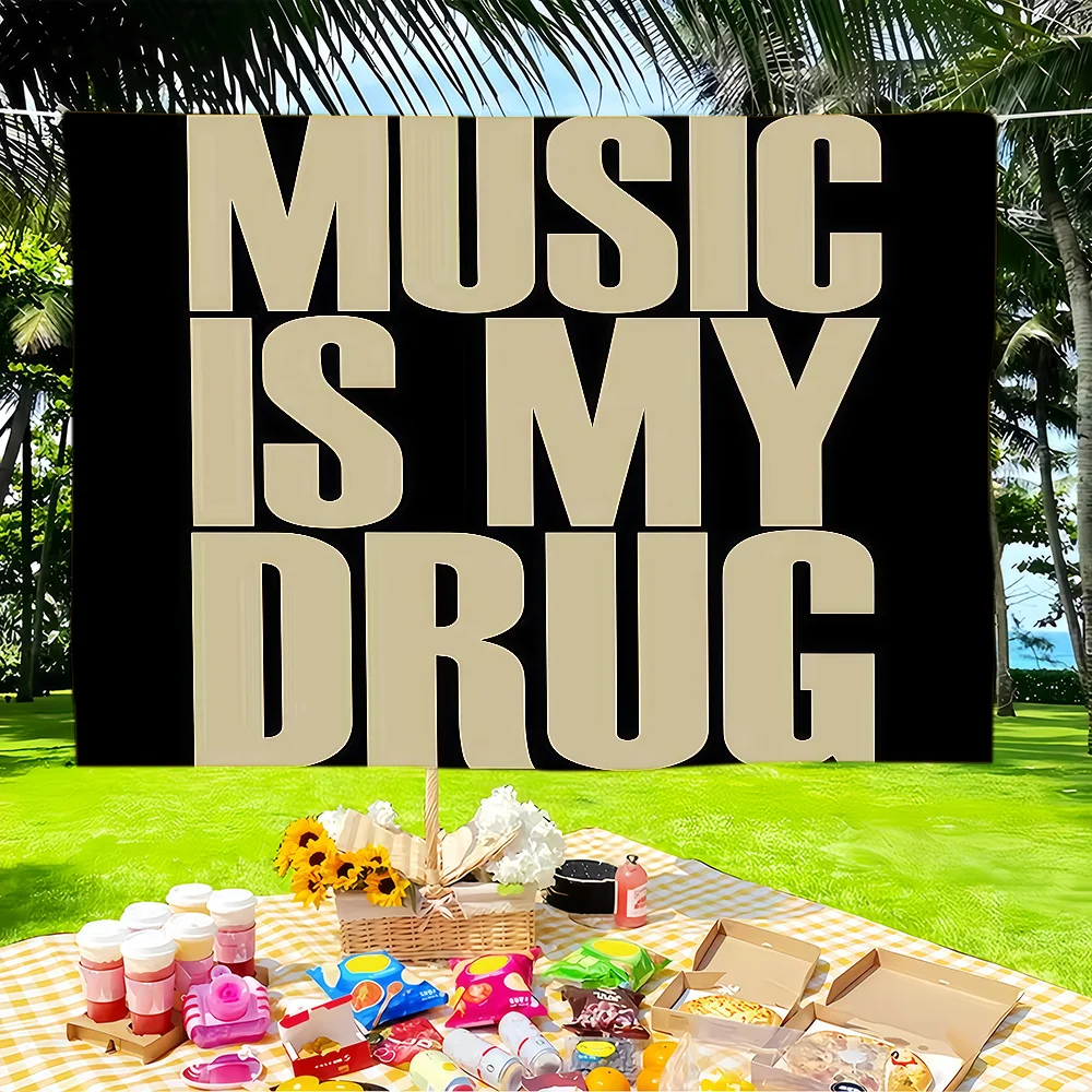 Music lover MUSIC IS MY DRUG flag For Garden Party Living Room Home Balcony Wall Decor Banner Bedroom Outdoor Tapestry