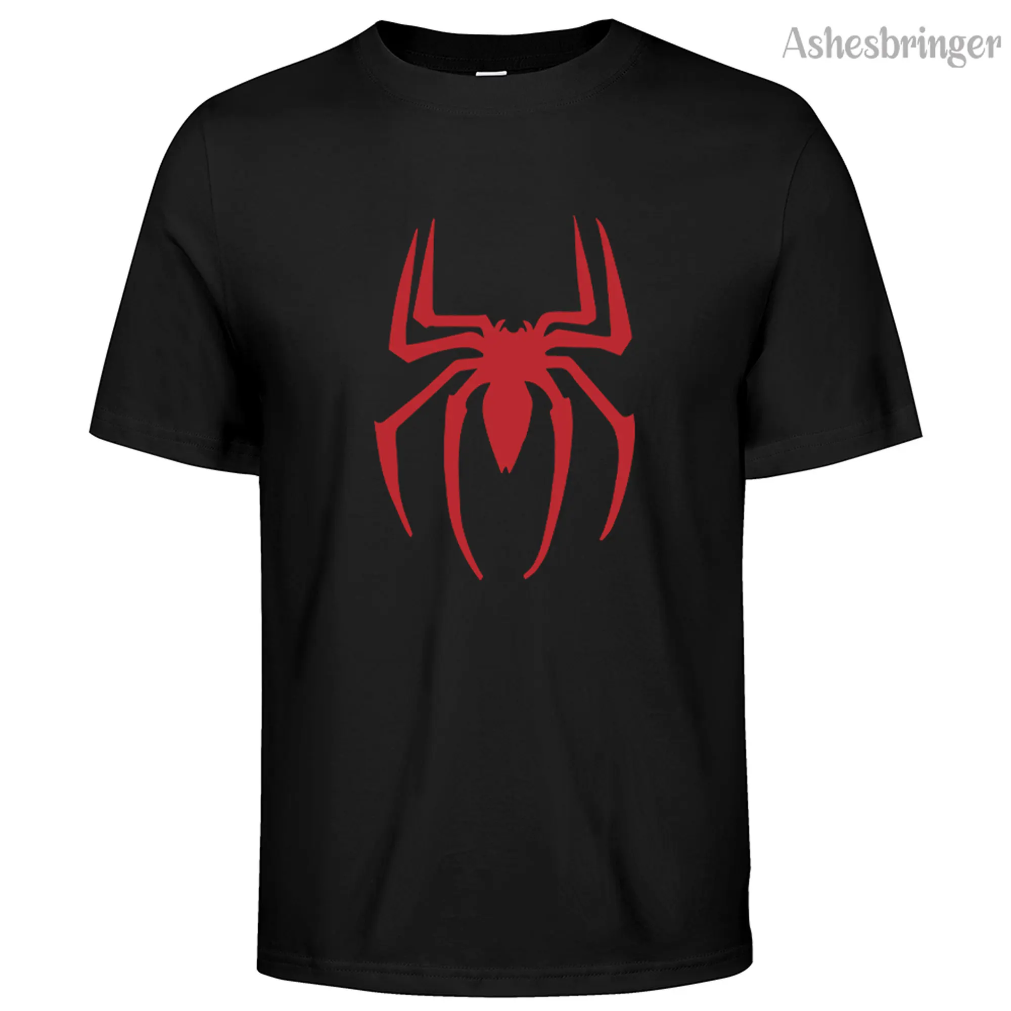 

Men's Cotton Summer Red Spider Print Casual Crew Neck Tops For Men and Women