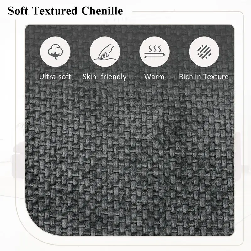 أريكة مقسمة باللون الرمادي مقاس 107.9 بوصة مع وسائد مزدوجة الطبقات وجيوب جانبية، تصميم متعدد الاستخدامات لغرفة المعيشة