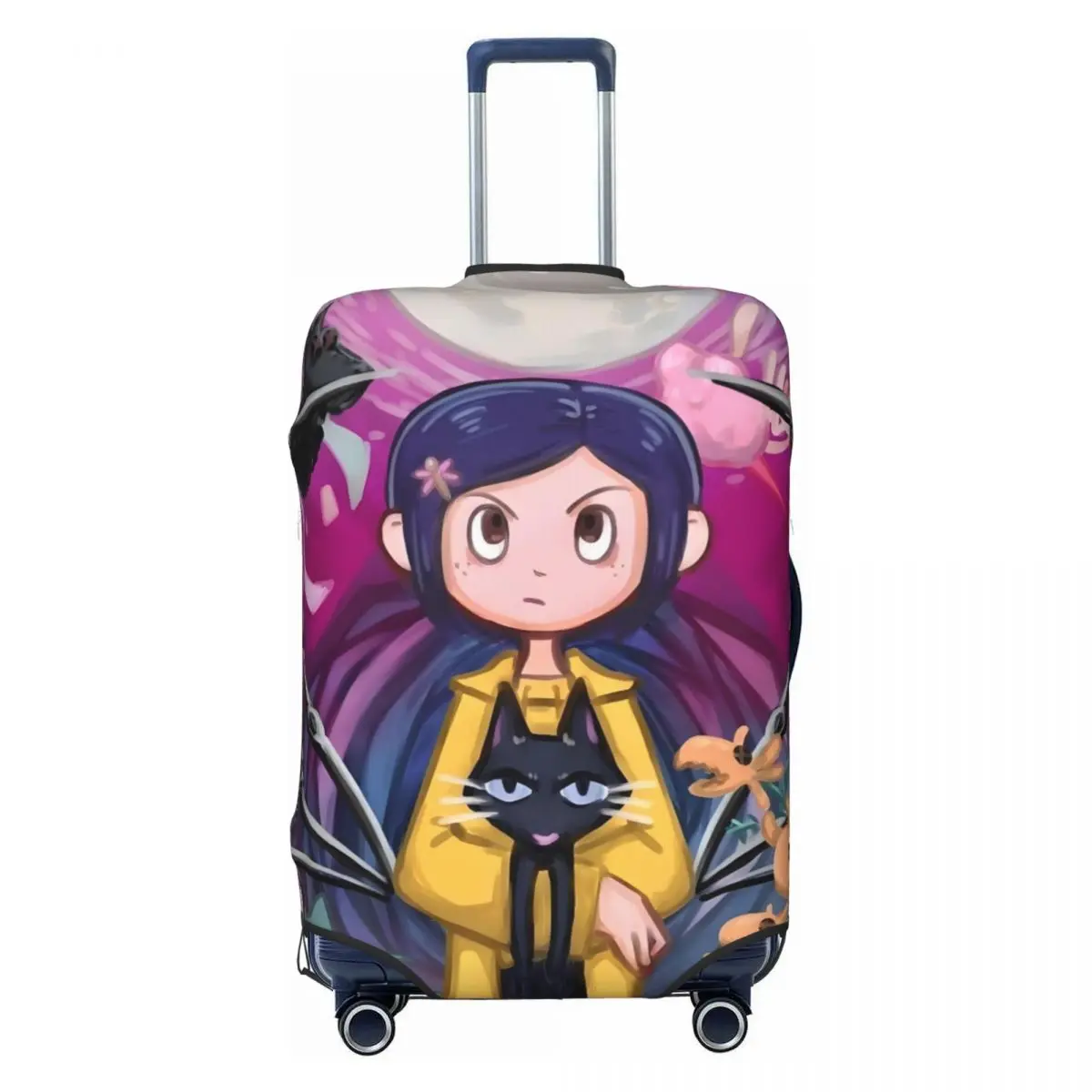 

Custom Coraline Twitchy Witchy Girl Luggage Cover Elastic Scary Movie Cartoon Travel Suitcase Protective Covers Fits 18-32 Inch