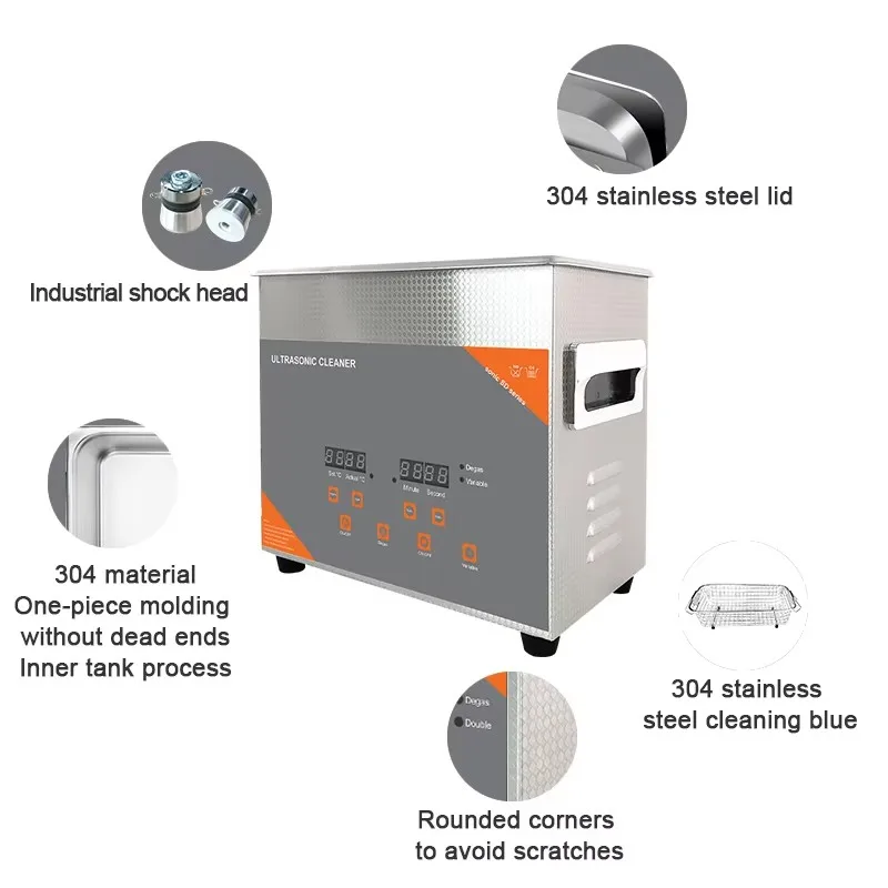 FanYing 3L 180W Ultrasonic Cleaner With Heater Timer Degas 40khz Wash Jewelry Ring Oil Rust Removal Surgical Clinic Dental Tool