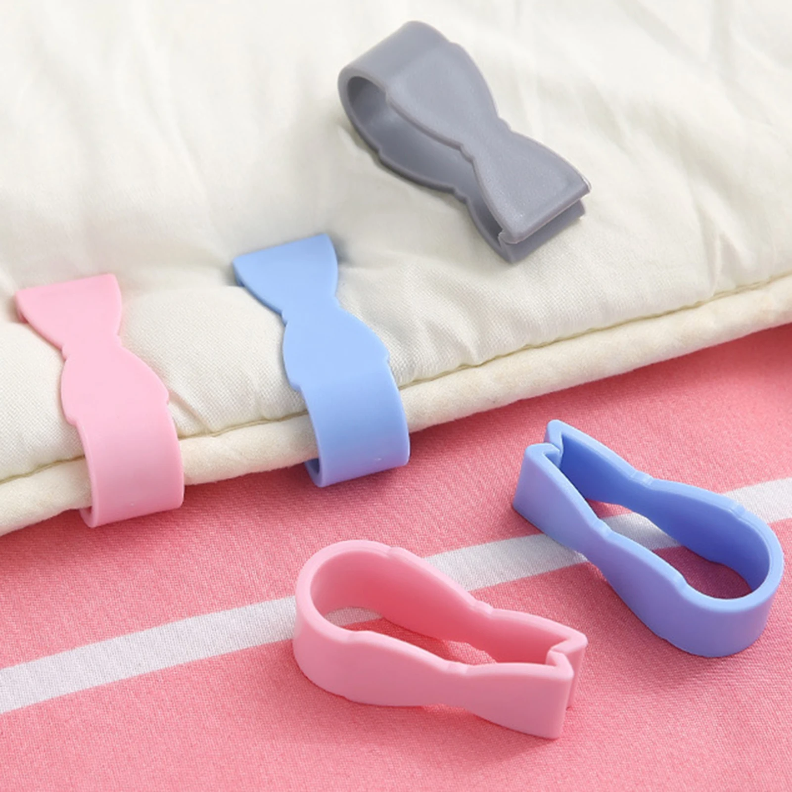 6pcs Quilt Blanket Clips Plastic Blanket Fastener Clamp Reusable Cover Duvet Sheet Fixing Sleep Anti-Run Device For Thin Blanket
