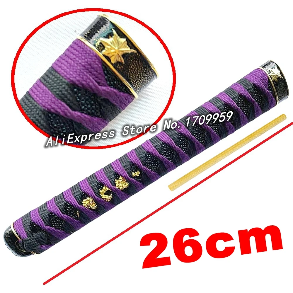 Tsuka ดาบญี่ปุ่น2โทนสีม่วง/ดำ, อุปกรณ์เปลี่ยนแบบทำมือใบเมเปิล Kashira + fuchi + Dragon menuki