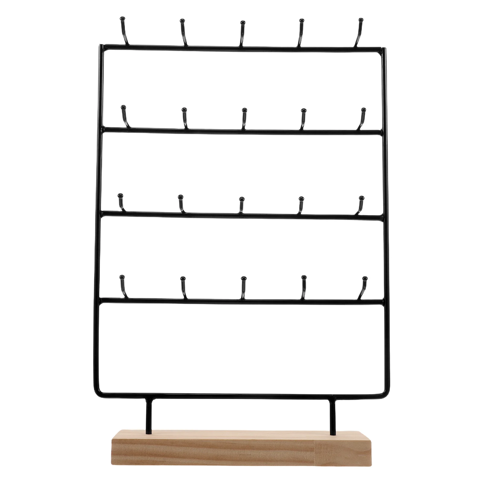 

Iron Earring Display Stands Jewelry Necklace Storage Rack Wood Farmhouse Organizer with Hooks Bangle