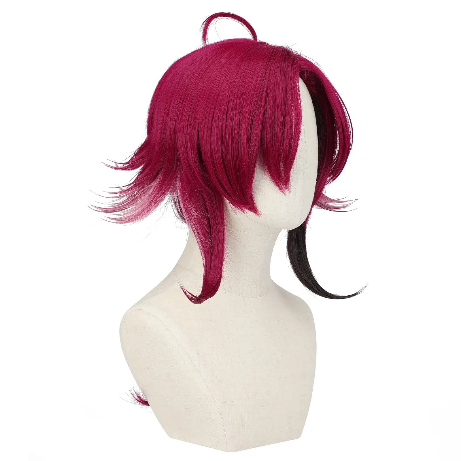 Shangzi-pelucas de Cosplay Shikanoin Heizou para hombres, disfraz de Anime, Genshin Game, peluca corta y esponjosa de pelo rojo vino con flequillo Masculino