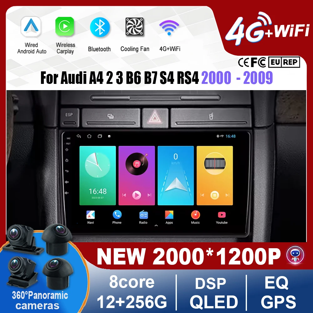 

Android 16 For Audi A4 2 3 B6 B7 S4 RS4 2000 2001 2002 -2009 Car Radio Multimedia Video Player Head Unit Tools Bluetooth Wifi 4G