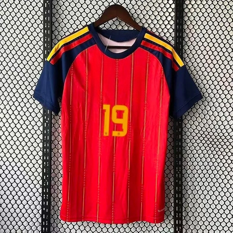 2026 New Short Sleeve Tee Red Yellow Tone Customizable Number Print Quick Dry Breathable Soccer Fan Casual Street Top