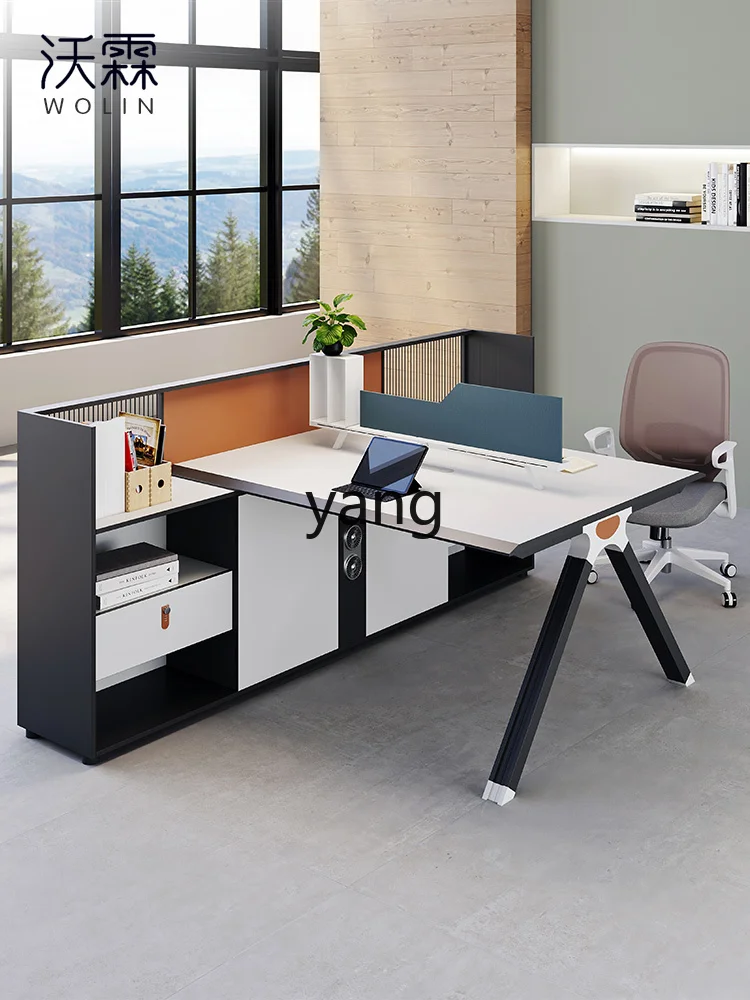 LTT modern simple staff screen four-person partition clerk office desk and chair combination