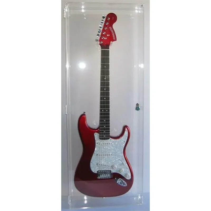 Electric Guitar Display Case Rack Hanger Stand Wall Mount Cabinet Lockable 98% UV Protection Guitar Case Frame