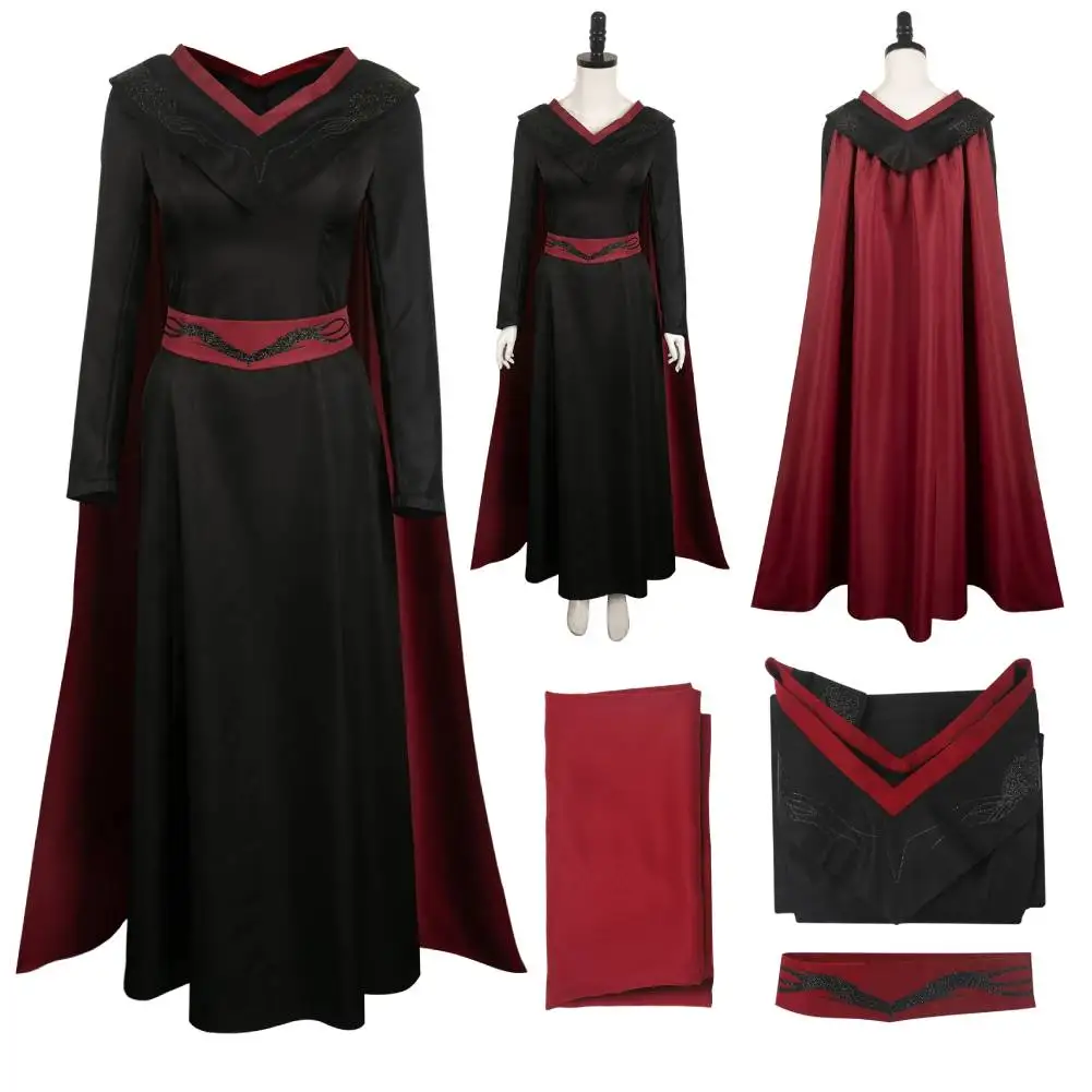 Rhaenys Cosplay Fantasy Dress para Mulheres, Traje de Roleplaying, Capa, Roupas para Adultos, Meninas, Halloween, Terno de Carnaval