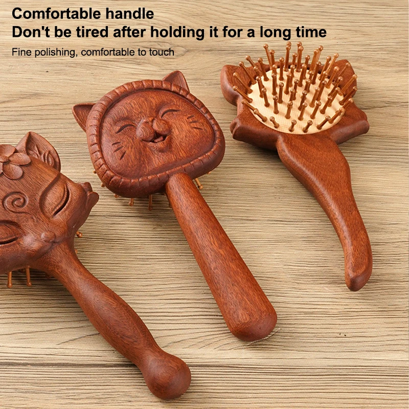 Hair Care Animal Shape Air Bag Sandalwood Comb Portable Anti Static Massage Comb Relieve Scalp Air Cushion Comb Gift