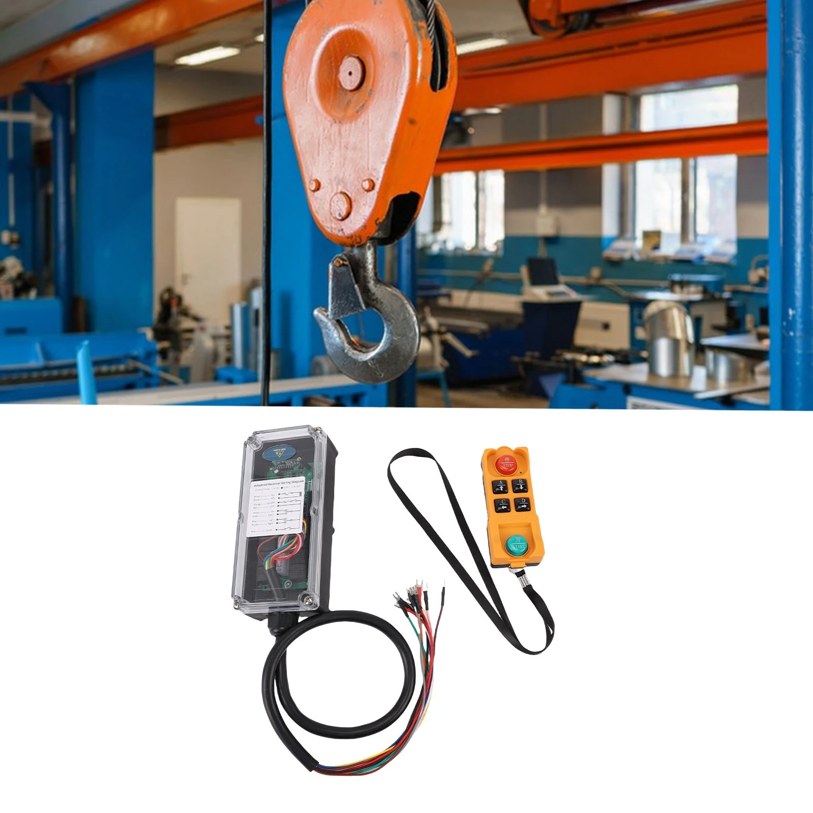 W4 Crane Wireless Remote Control Receiver Set 4 Way Single Handle Electric Hoist Controller for Industrial Bridge Truck Crane