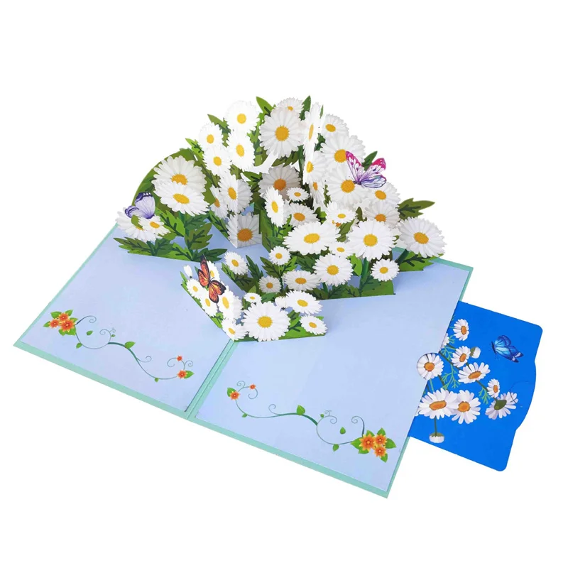 

3D Pop-Up Greeting Card with Little Daisy Flowers Perfect for Birthdays Teacher Appreciation Thanksgiving Anniversaries Weddings