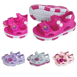 Toddler Girls Cute Cartoon Flower Open Toe Slip On Hollow Out EVA Outdoor Slipper, Kids Casual Soft Sole Anti-skid Beach Sandals