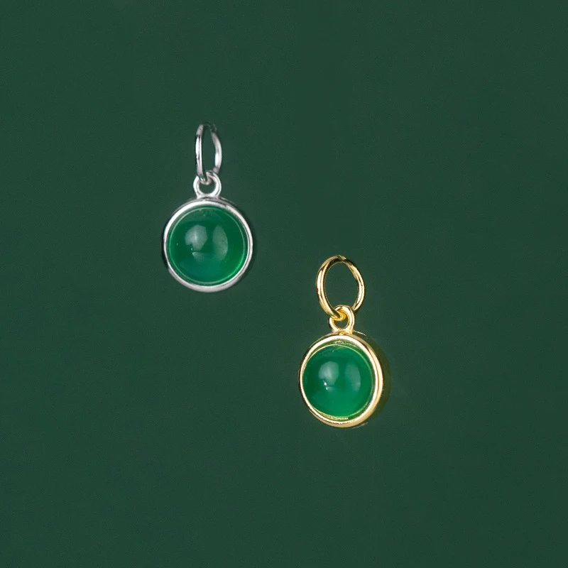 

Подвески из серебра 925 пробы, круглый кулон из зеленого камня, ожерелье «сделай сам», аксессуары, ювелирные изделия, серебро 925, подвески с покрытием