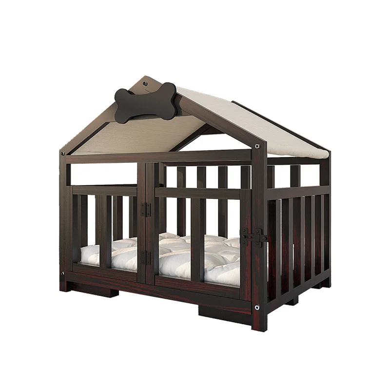 Luxury kennel cage solid wood house indoor corgi small dog teddy universal detachable washable cat kennel dog house pet bed