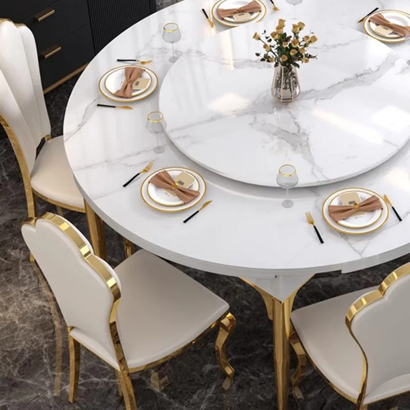 Living Room Extendable Dining Table White Luxury Legs Metal Style Dining Table Italy Nordic Mesas De Jantar Kitchen Furniture