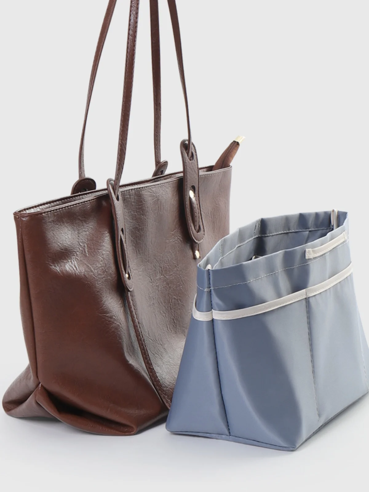 Ultra-Light Large Capacity Dragon  Bag Inner Organizer Tote Bag Special Shoulder Strap Casual Pure Color Polyester Handbag