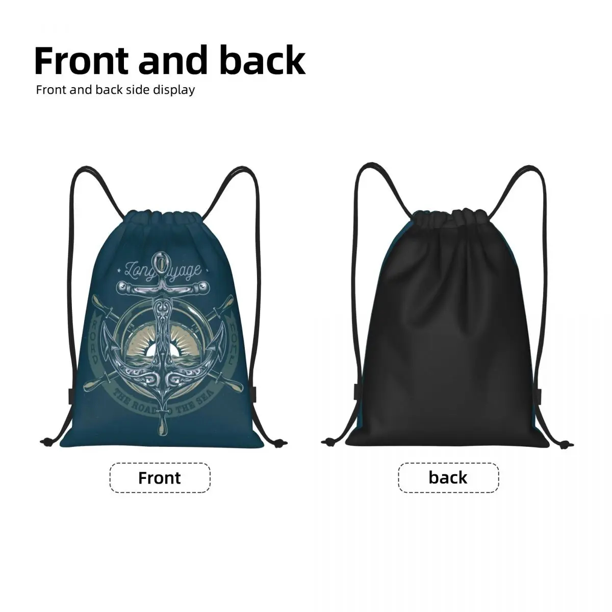 Custom Retro Vintage Nautical Anchor Drawstring Bags Men Women Foldable Gym Sports Sackpack Sailor Training Storage Backpacks