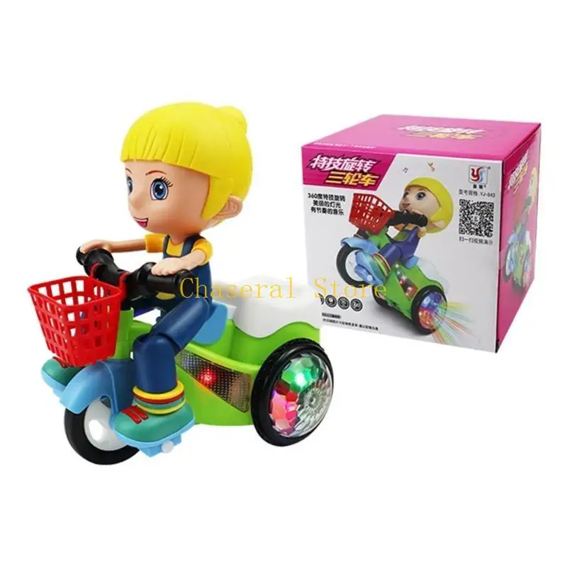 E7ce baby Musical Stunt Bike Elektrische roterende driewieler met flitsende licht Universal Wheel Toddler Girls Boys Birthday