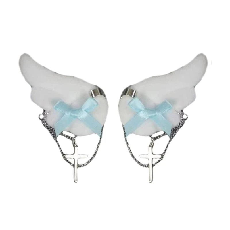 ホットガールアニメヘアピンサブカルチャーエンジェルウィングヘアクリップぬいぐるみサイドクリップティーンガール Y2K ヘアスタイリングクリップパンク頭飾り