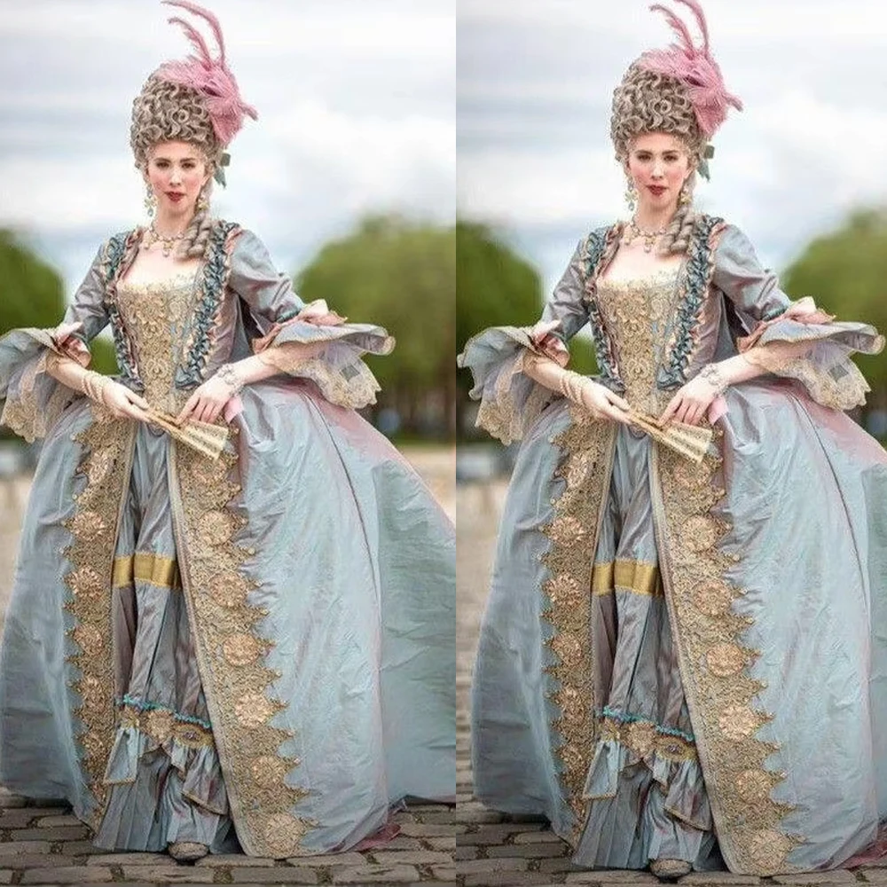 Luxuriöses viktorianisches Rokoko-Barock-Kostüm für Königin Marie Antoinette aus dem 18. Jahrhundert, Ballkleid, georgianisches Kostüm, Herzogin-Kleid