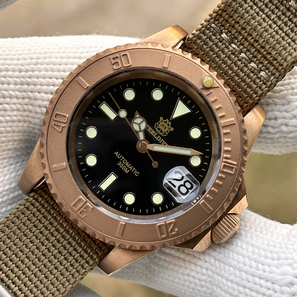 STEELDIVE Marke SD1953S Massive Bronze 41mm 30ATM Wasserdichtes Saphirglas Super Leuchtende NH35 Automatische Herren-Taucheruhr