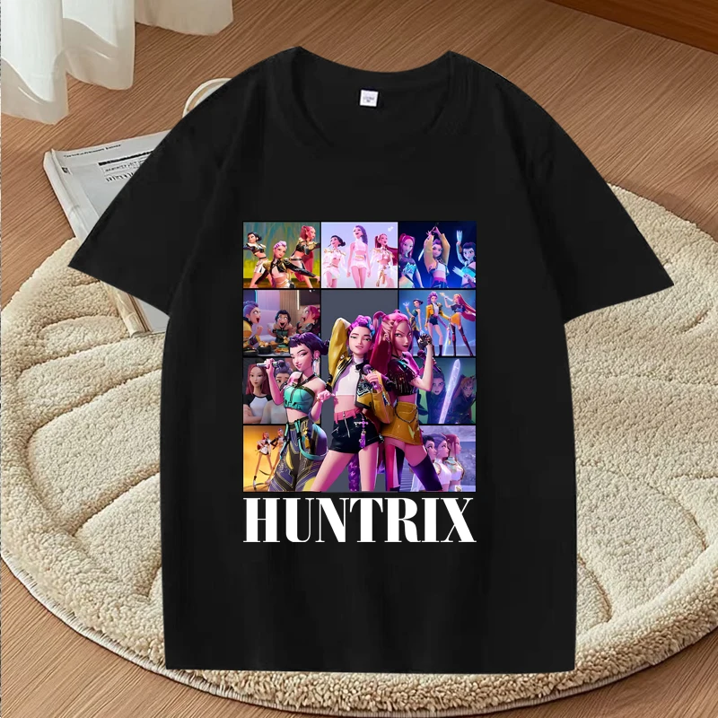 

K-Pop Demon Hunters Huntrix Girlgroup classic T Shirt 2025 men women Oversized 100% Cotton short sleeve Summer print Unisex tops
