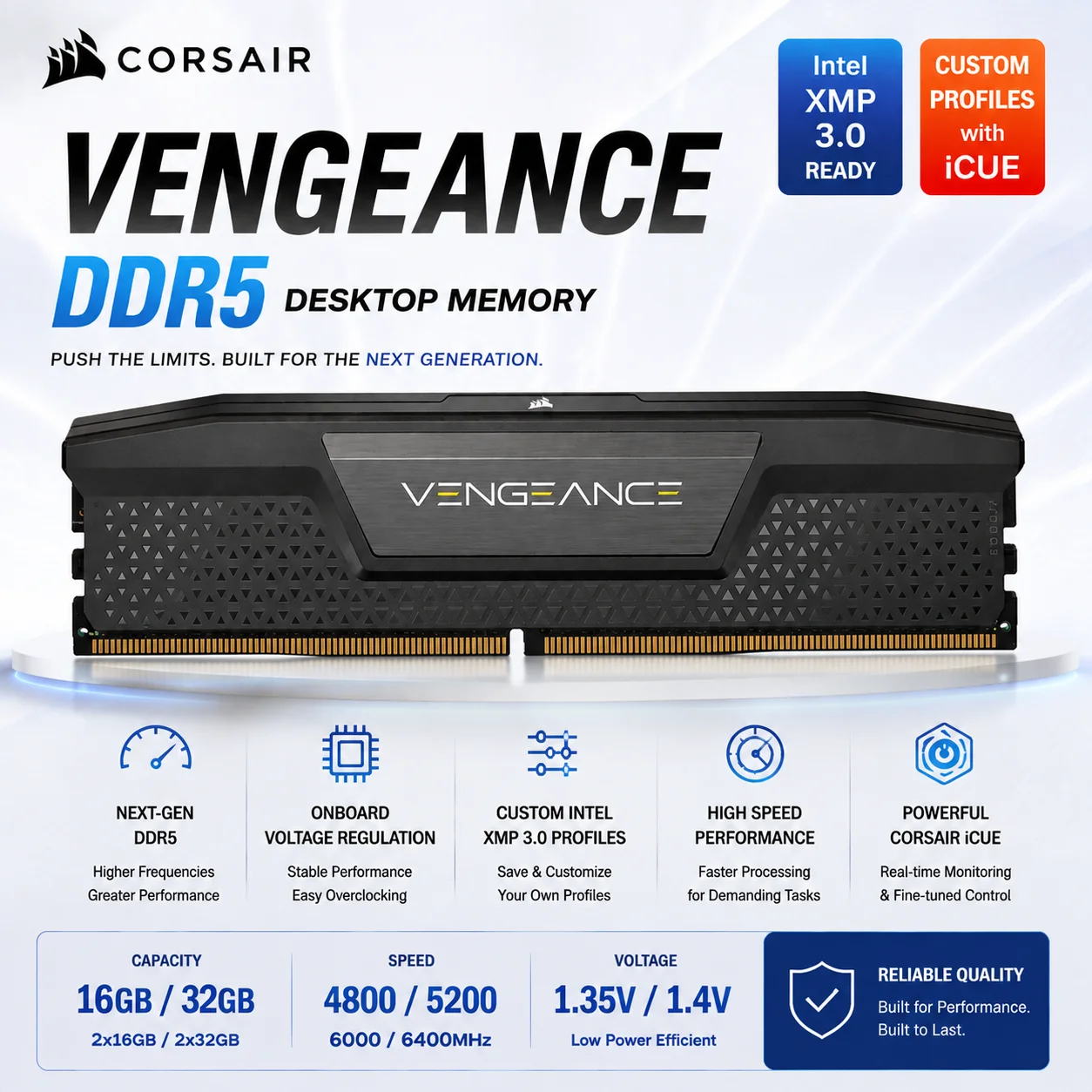 CORSAIR Vengeance DDR5 16GB/32GB/2x16GB/2x32GB RAM 4800/5200/6000