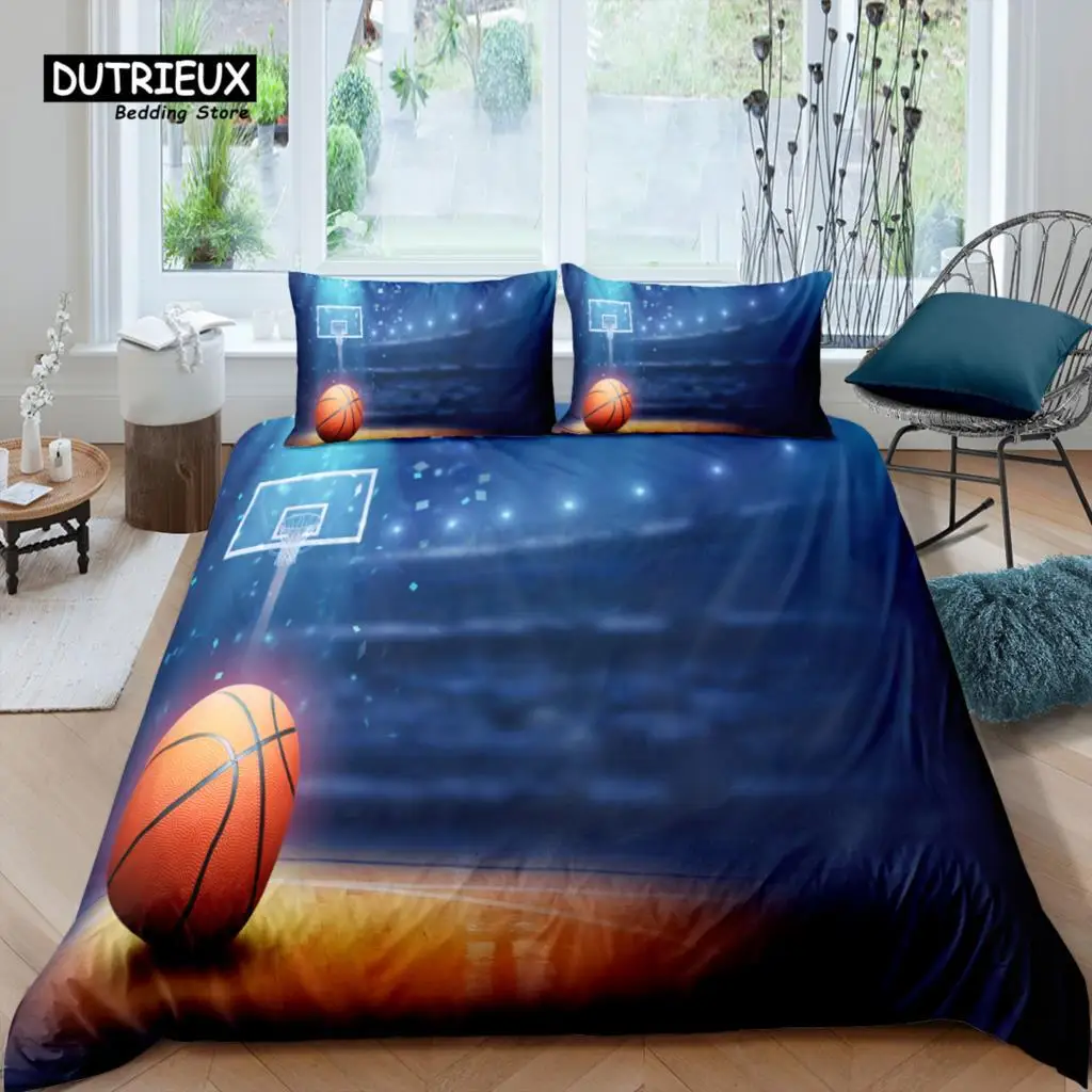 Home Living Luxury 3D Basketball CourtBedding Set Kids Duvet Cover Pillowcase Sport Bedding Set Queen and King EU/US/AU/UK Size