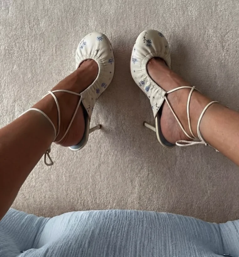 Women's 2026 new in blue flower round toe sandals leather lace up white sexy high heels luxury designer party shoes on offer - view 2