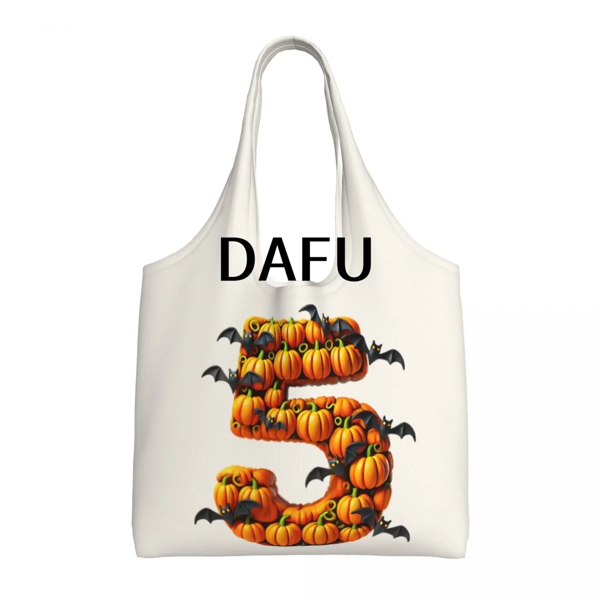 

Batty Pumpkin Number 5 Funny Halloween Bat Pumpkin Tote Bag for Women - Gothic Canvas Shoulder Bag Shopping Commute Party