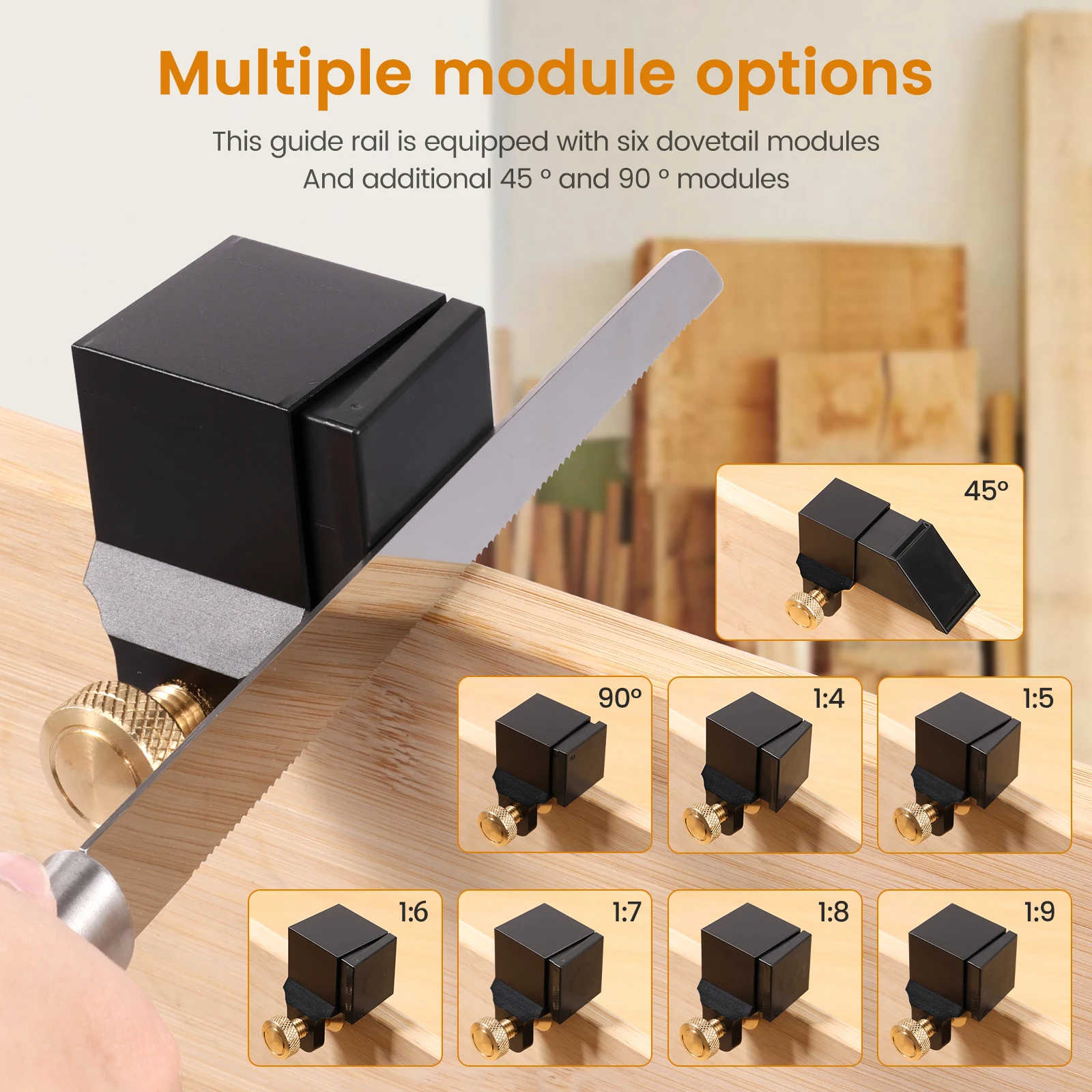 Dovetail Saw Guide Aluminum Alloy Dovetail Jig Marker Precise Cutting Hand Saw Guide with Six Dovetail Module Woodworking Tool