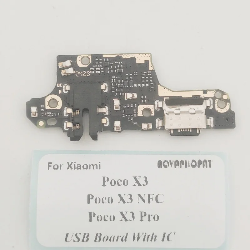 Novaphopat For Xiaomi Poco X3 NFC X3 Pro USB Dock Charging Port Plug Fast Charger Flex Cable With Microphone MIC Board With IC