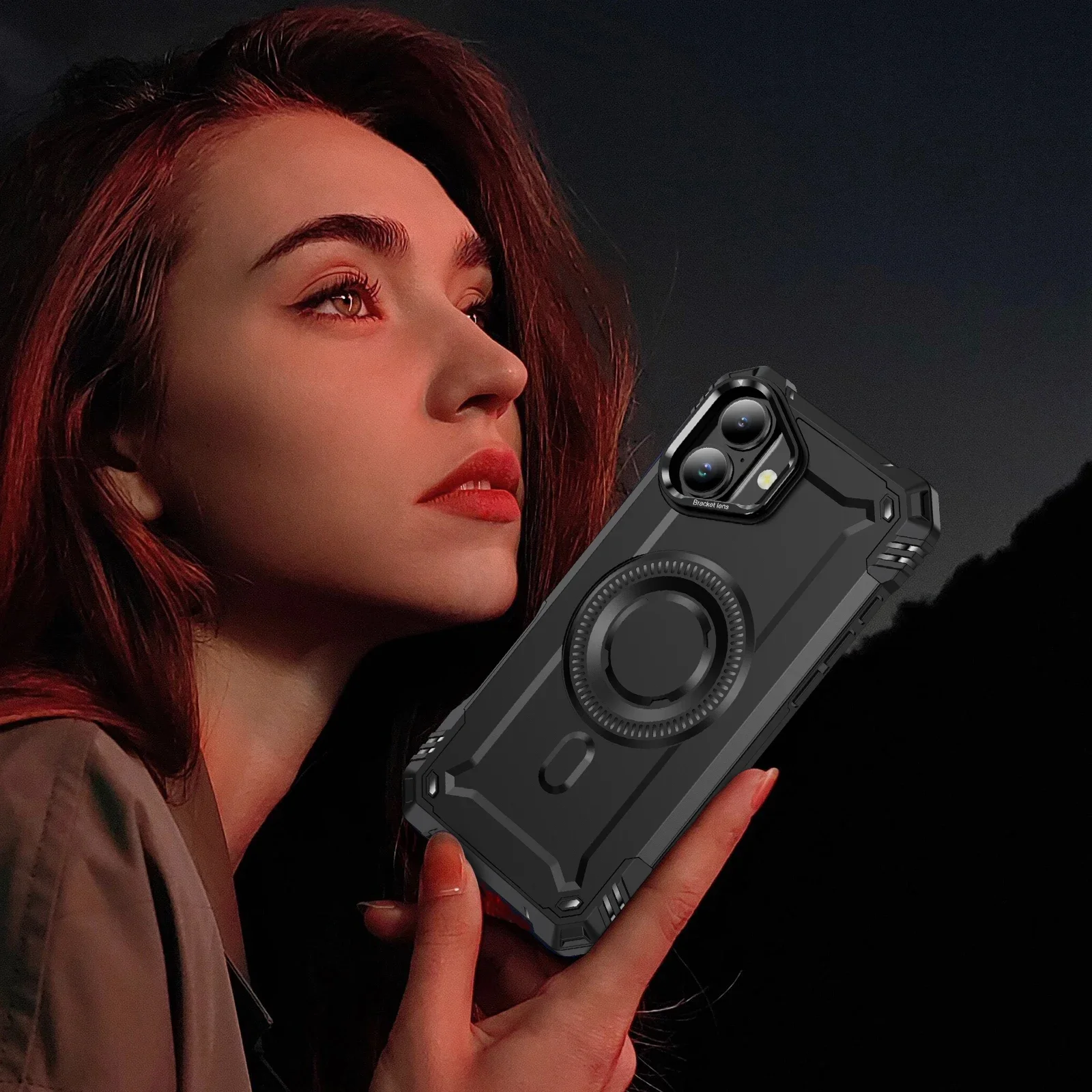 حافظة لهاتف آيفون 17 برو ماكس آيفون 17 اير 16 15 14 بلس 13 12 برو آيفون 16 آيفون 15 شحن لاسلكي صلب طبقة مزدوجة درع عادي