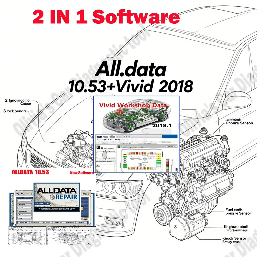 

ALLDATA 10.53 Repair Software Car accessories Diagnostic Tool with Wiring Diagrams + Vivid 2018 workshop data OBD2 Scanner tools