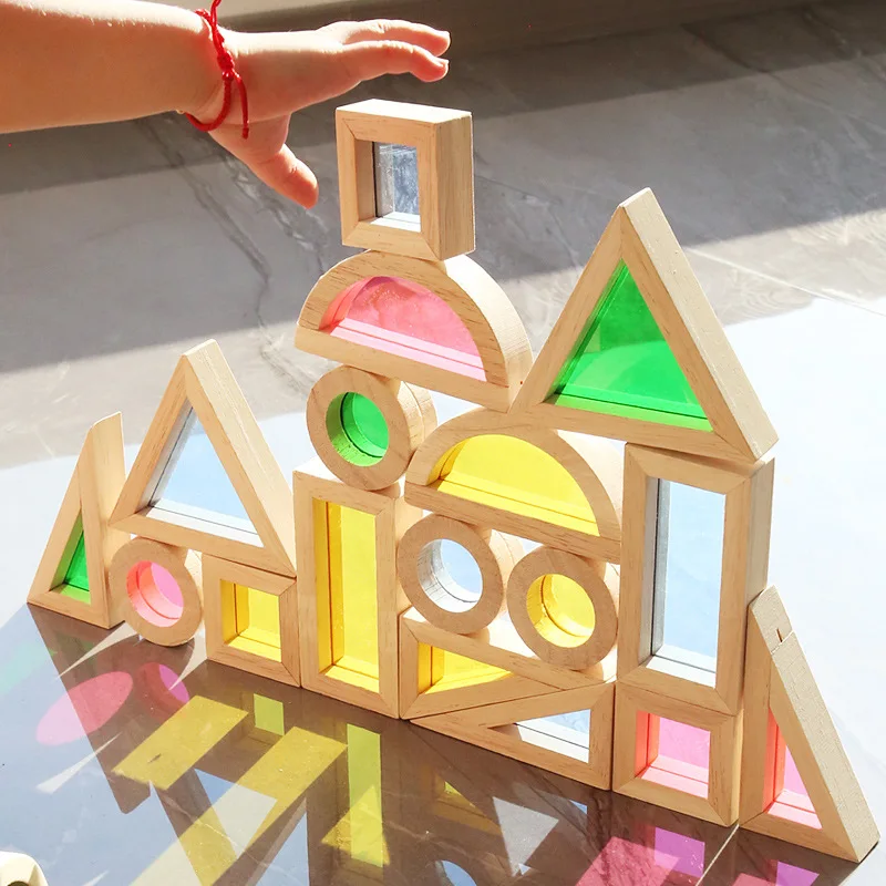

Acrylic Translucent Color Light and Shadow Rainbow Building Blocks for Babies Creatively Build Early Education Intelligence Toys