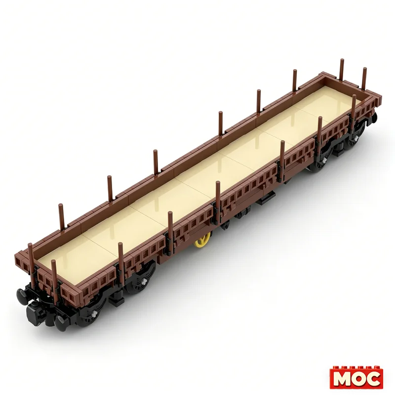 387Pcs Flatcar Wagon Double Bogie Version 1 Custom Building Blocks Railway Freight Car Model Educational Assembly Toy Collectors