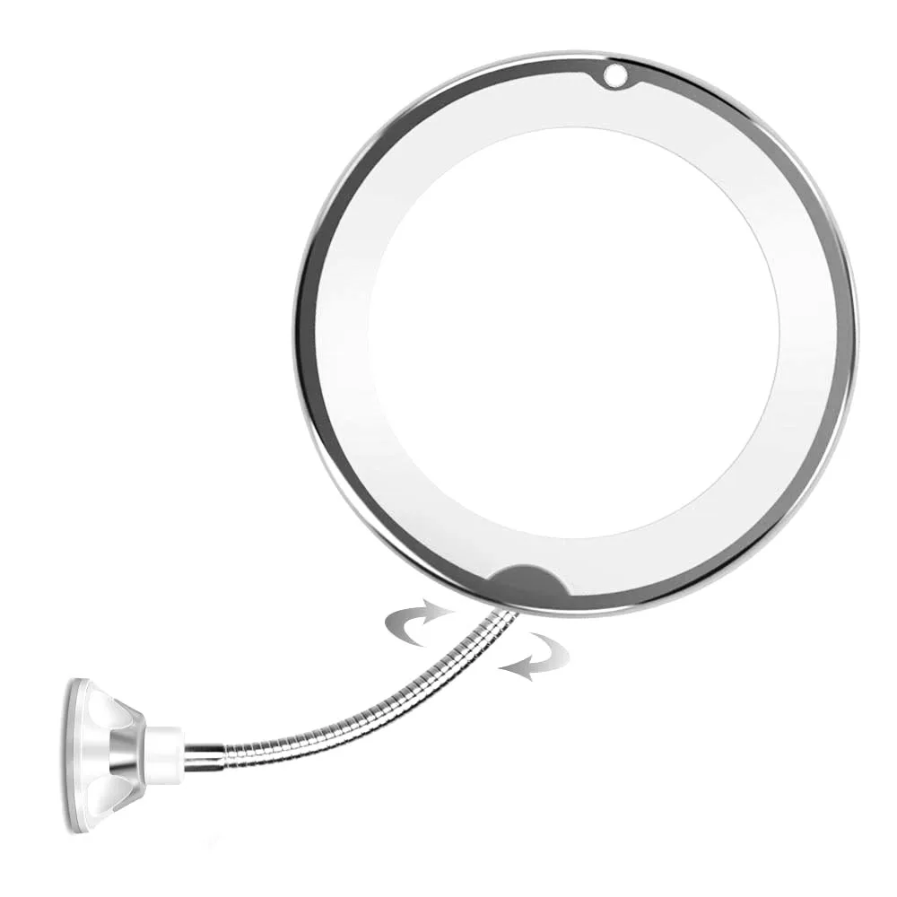 Specchio per trucco ingranditore 10x Specchio per trucco flessibile a collo di cigno con luce a LED Tavolo da toeletta portatile Specchi cosmetici Girevole a 360°