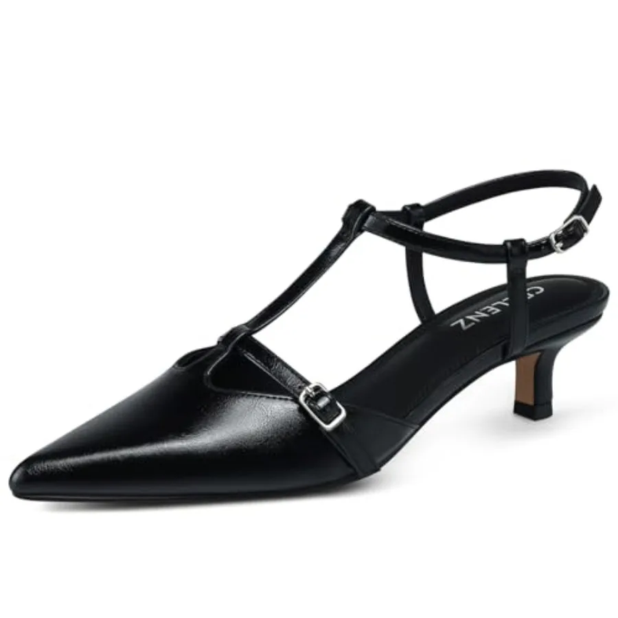 

CELLENZ Women Low Heel Pumps: 2 Inch Comfortable Kitten Heels, Office Formal Dinner Dress Shoes, Ankle Strappy Slingback Pumps,