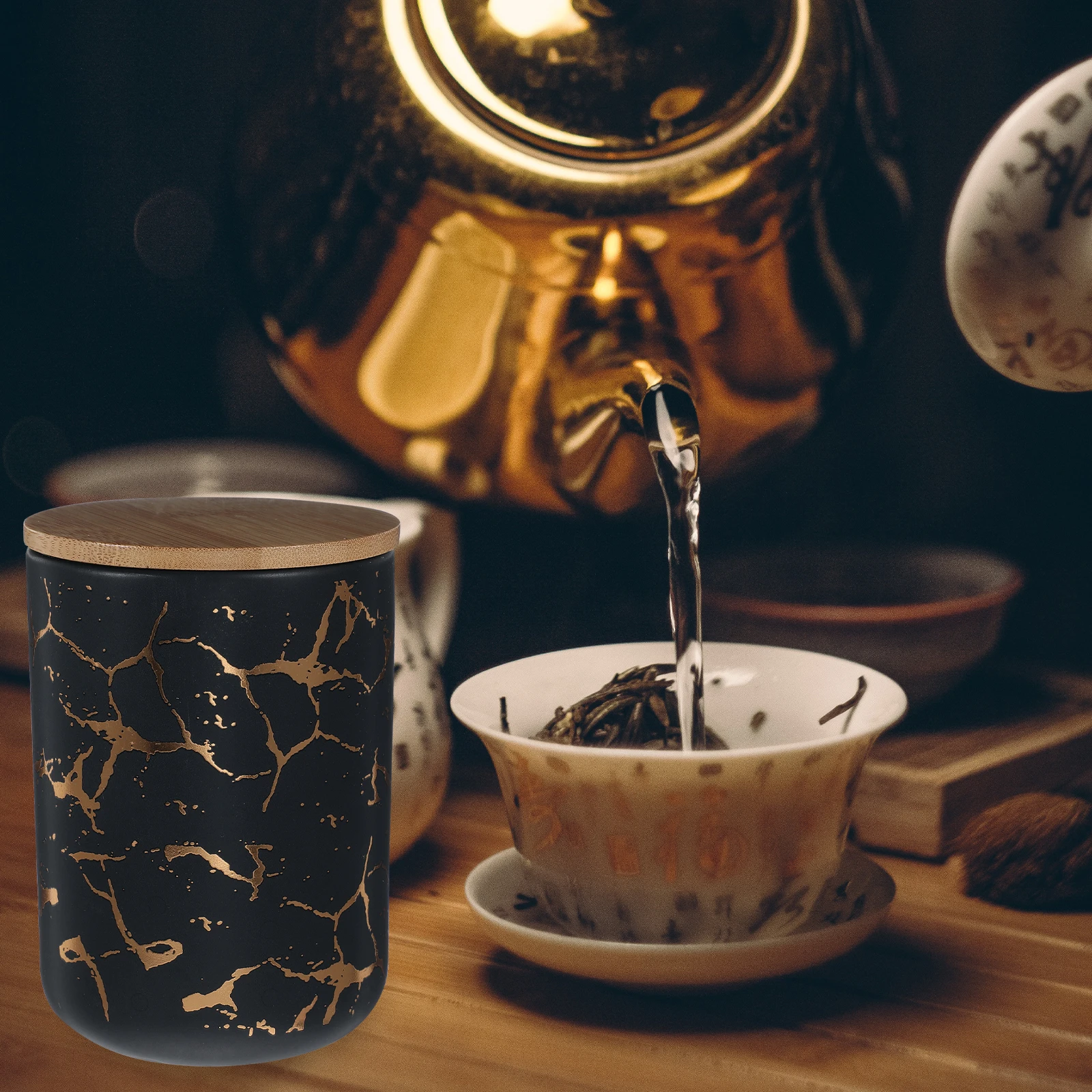 

Ceramic Tea Storage Organizer Airtight Candy Container Simple Shaped Home Kitchen Supplies Lid Decorative Dried Food Holder