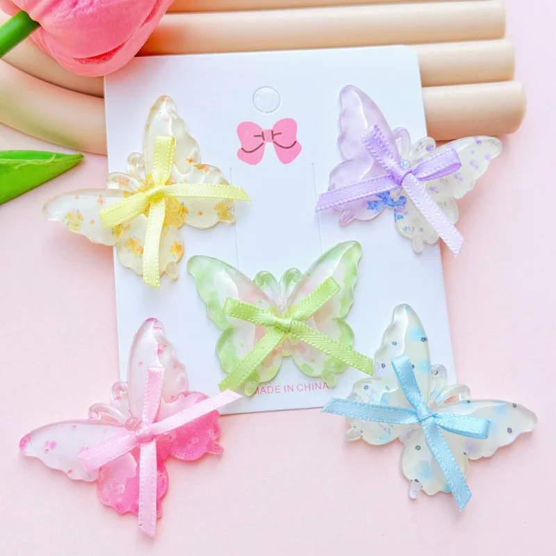 

5Pcs Butterfly Acrylic DIY Jewelry Accessories Phone Case Shoe Buckle Shoe Flower Patches Hair Accessories Materials