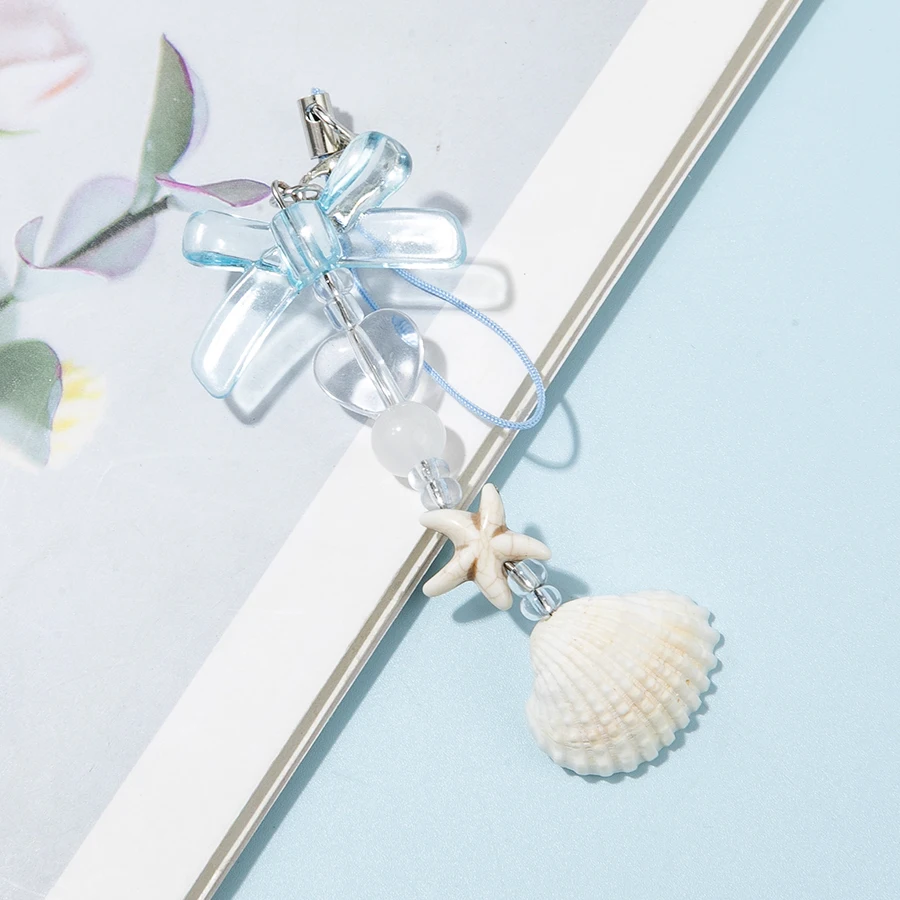 Sweet Pink Bowknot Heart Phone Chains Shell Phone Chain For Girl Cute Flower Star Phone Strap Y2k Mobile Phone Lanyards Keychain