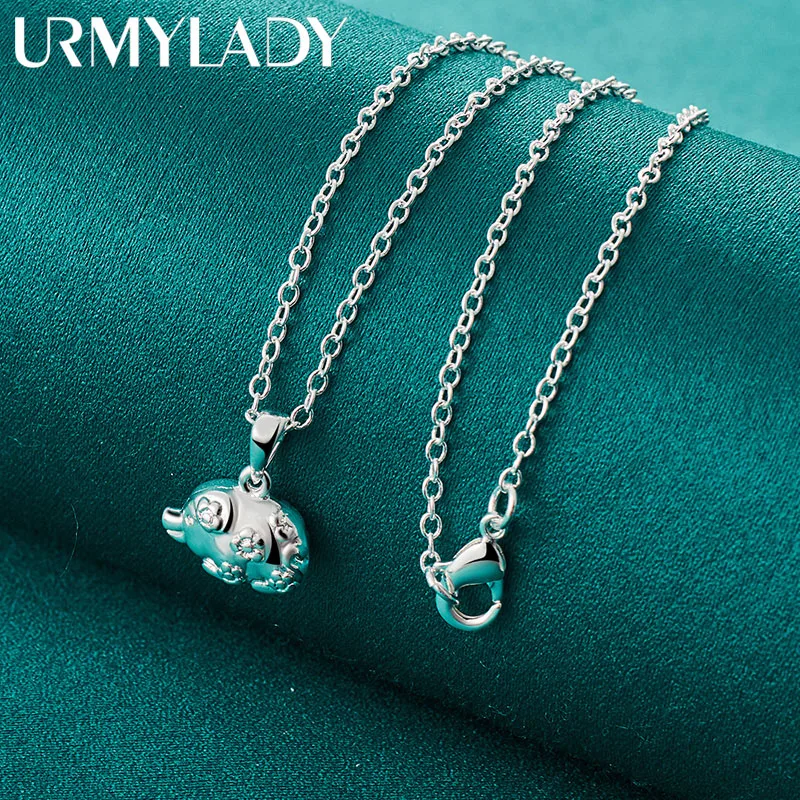 

URMYLADY 925 Sterling Silver Wealth Pig 16-30 Inch Pendant Necklace For Women Wedding Engagement Fashion Jewelry