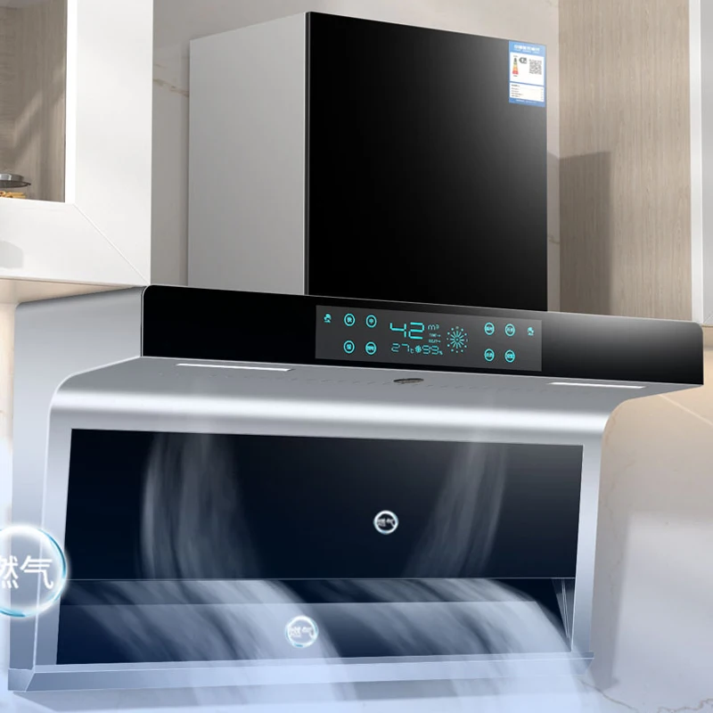 Cappa da cucina da 90CM per cucina in acciaio inox ad alta aspirazione lavaggio automatico cucina Touch Control ventilatore estrattore 268W